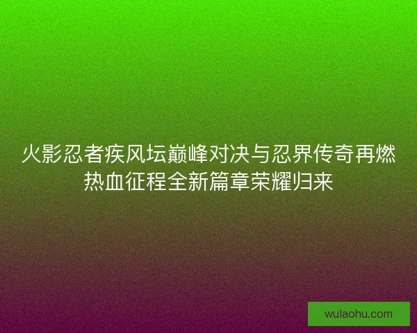 火影忍者疾风坛巅峰对决与忍界传奇再燃热血征程全新篇章荣耀归来