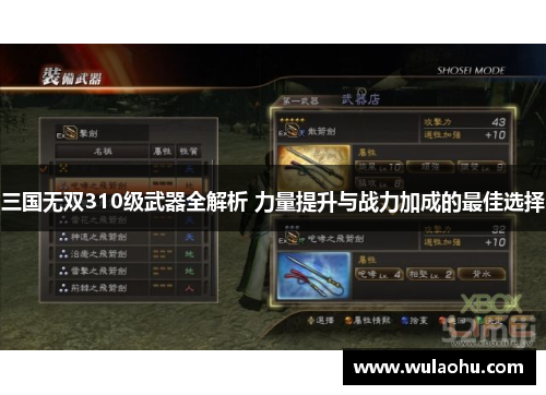 三国无双310级武器全解析 力量提升与战力加成的最佳选择